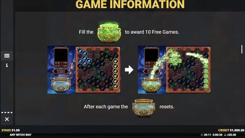 Any Witch Way - Calderone riempito e avvio dei Free Games